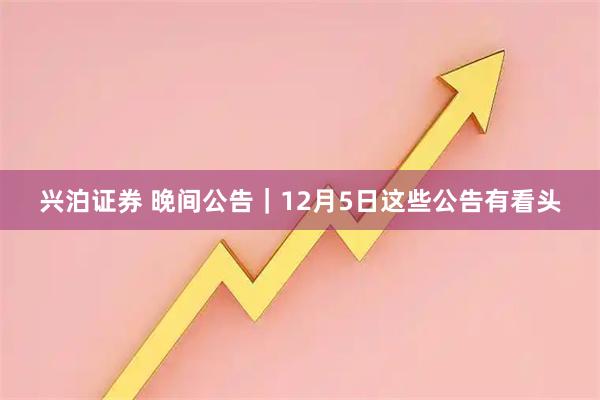 兴泊证券 晚间公告｜12月5日这些公告有看头